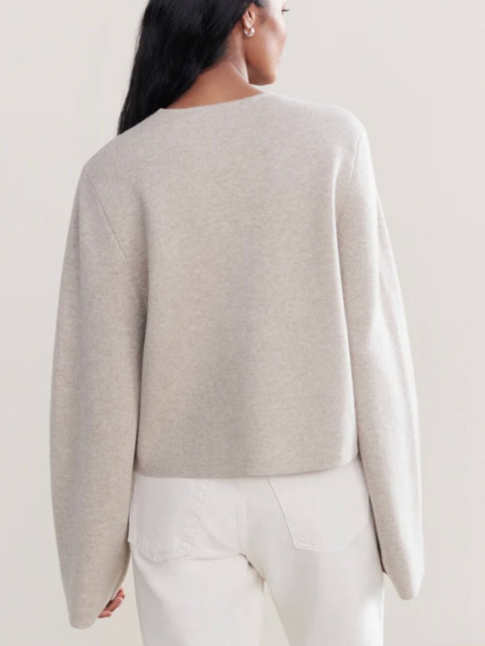 Jenni Kayne Chelsea Cardigan Wool Cashmere V Neck Oversized Neutral M Spring - Picture 2 of 8